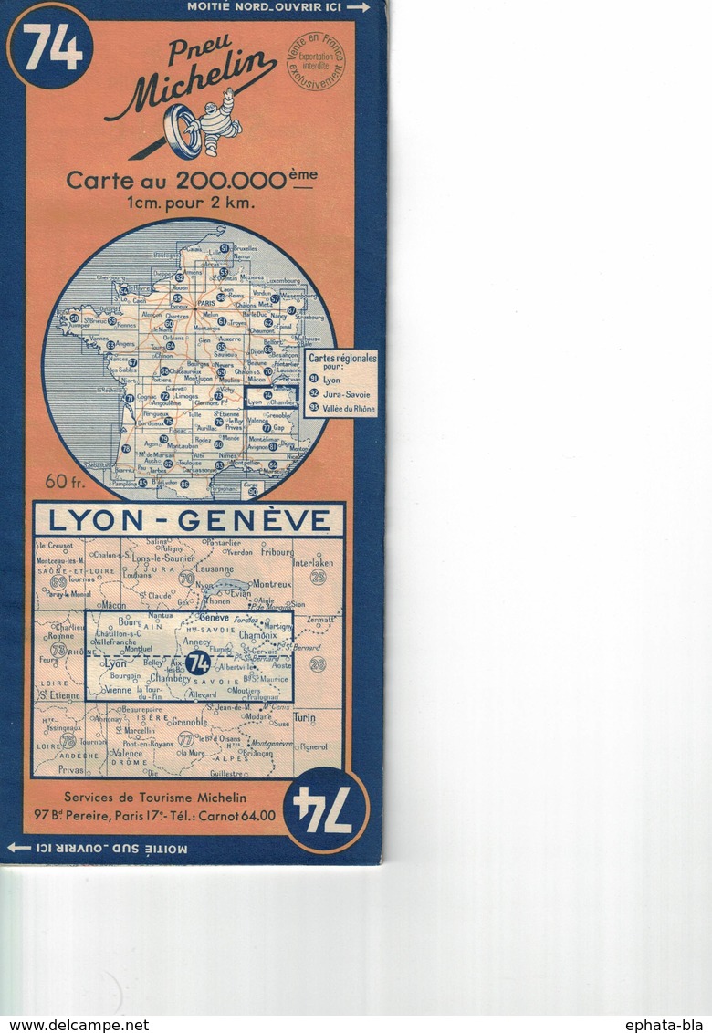 Lyon-Genève. Cartes Michelin. 1949. - Roadmaps