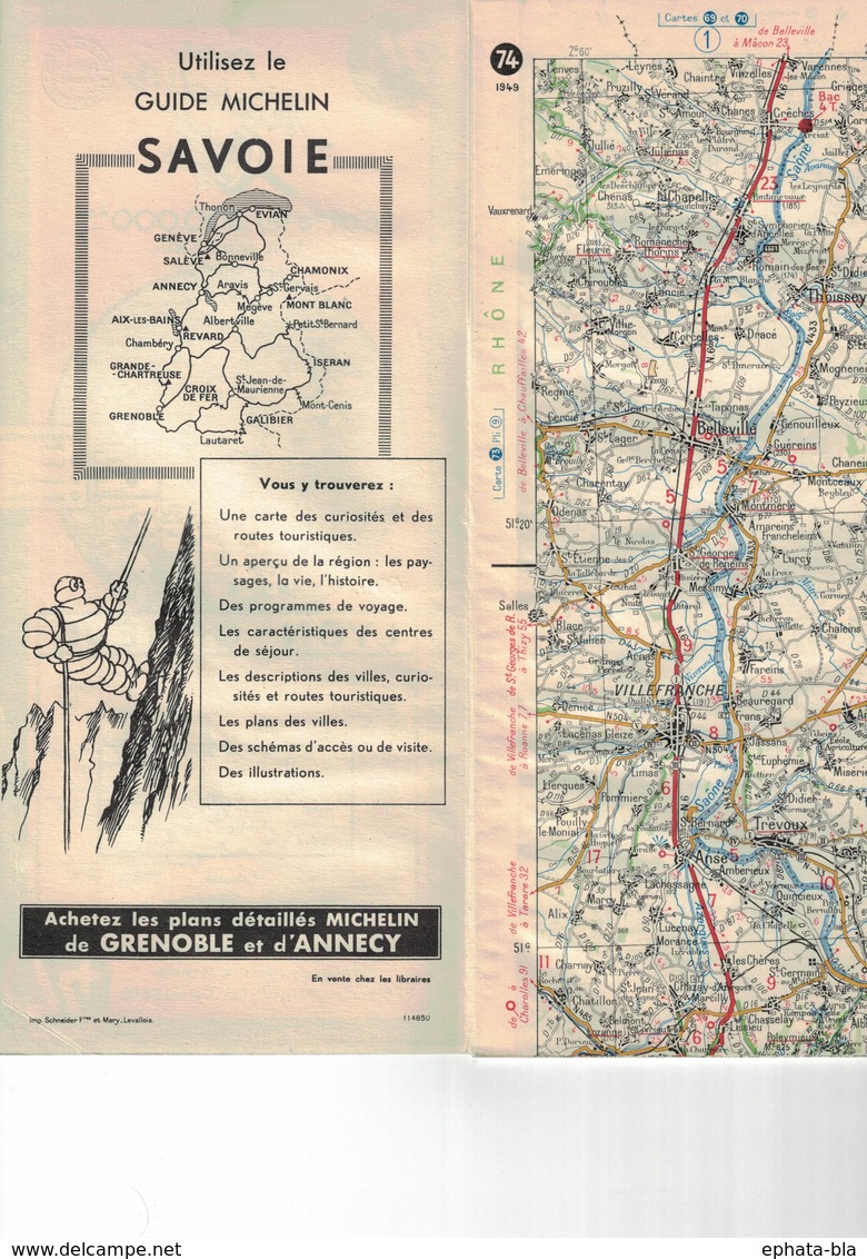 Lyon-Genève. Cartes Michelin. 1949. - Roadmaps