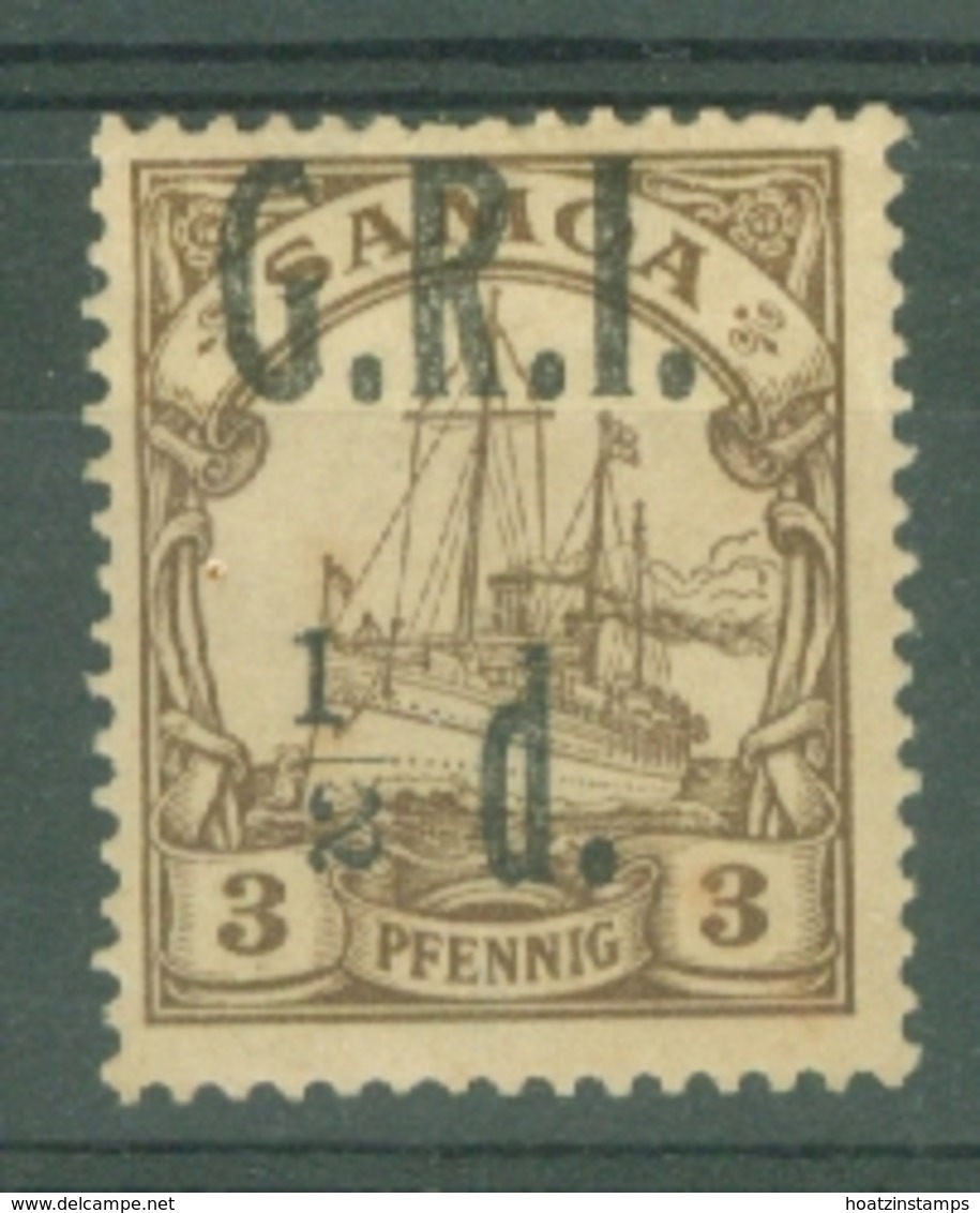 Samoa: 1914   German Colonial Issue (Ship) 'G.R.I.' OVPT  SG101d   ½d On 3pf   ['1' To Left Of '2' In ½]  MH - Samoa