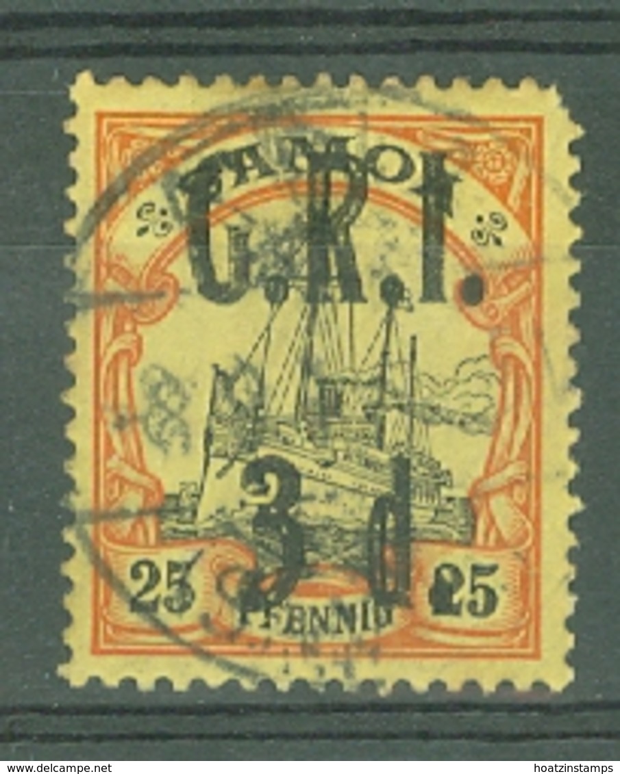 Samoa: 1914   German Colonial Issue (Ship) 'G.R.I.' OVPT  SG105   3d On 25pf   Used - Samoa