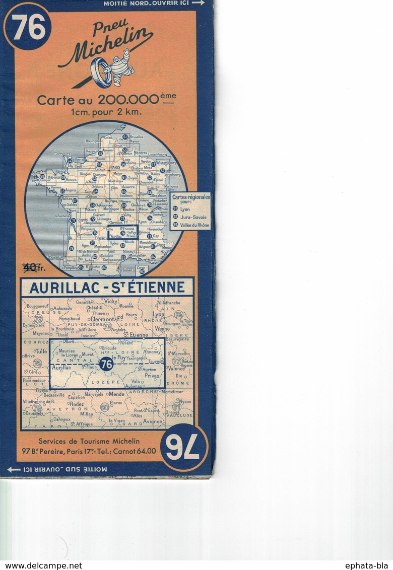 Aurillac-St Etienne. Cartes Michelin. 1949. - Cartes Routières