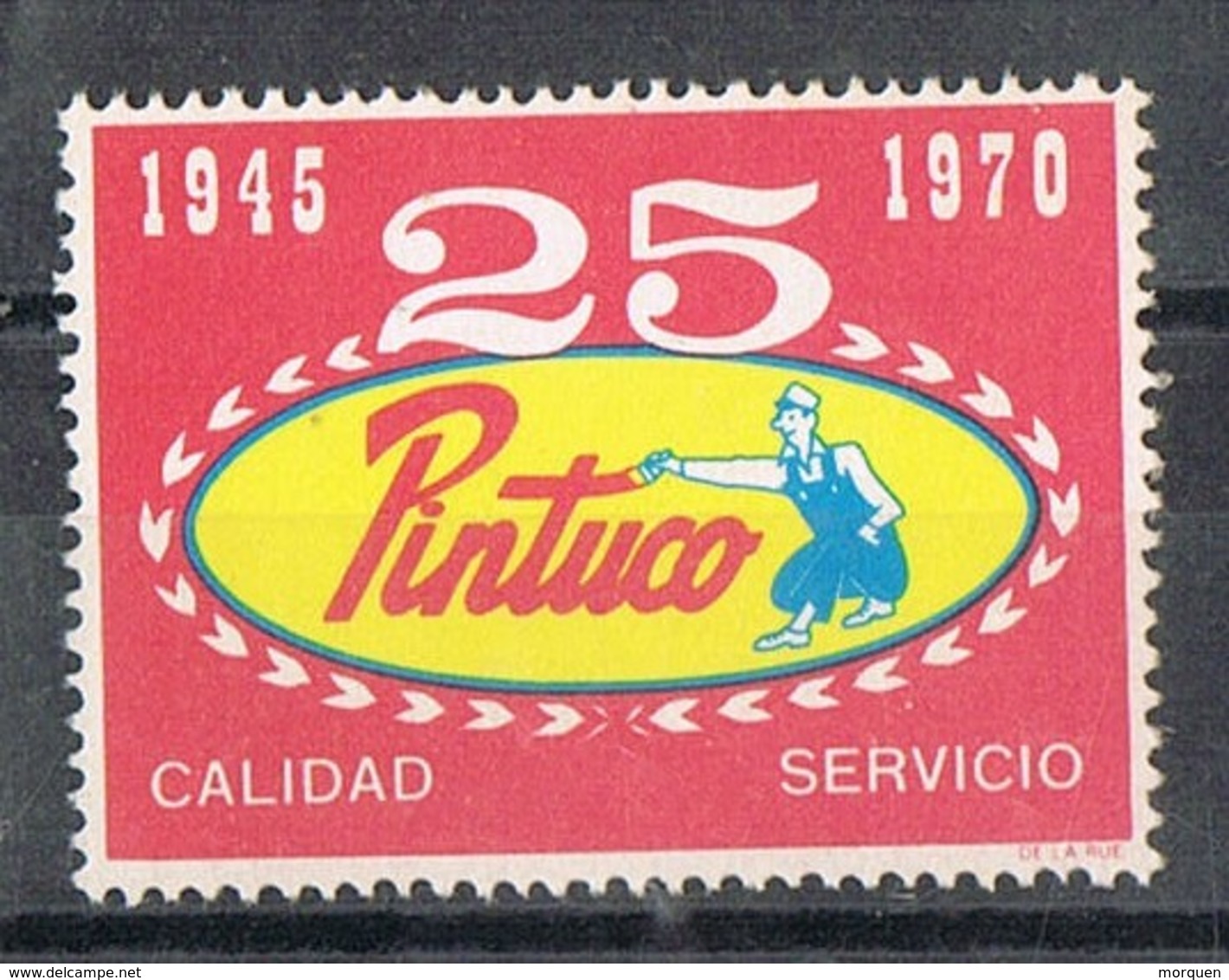 Sello Viñeta 25 Aniversario PINTUCO , Pintura, Decoracion MEDELLIN (Colombia) 1970. Label, Cinderella ** - Colombia