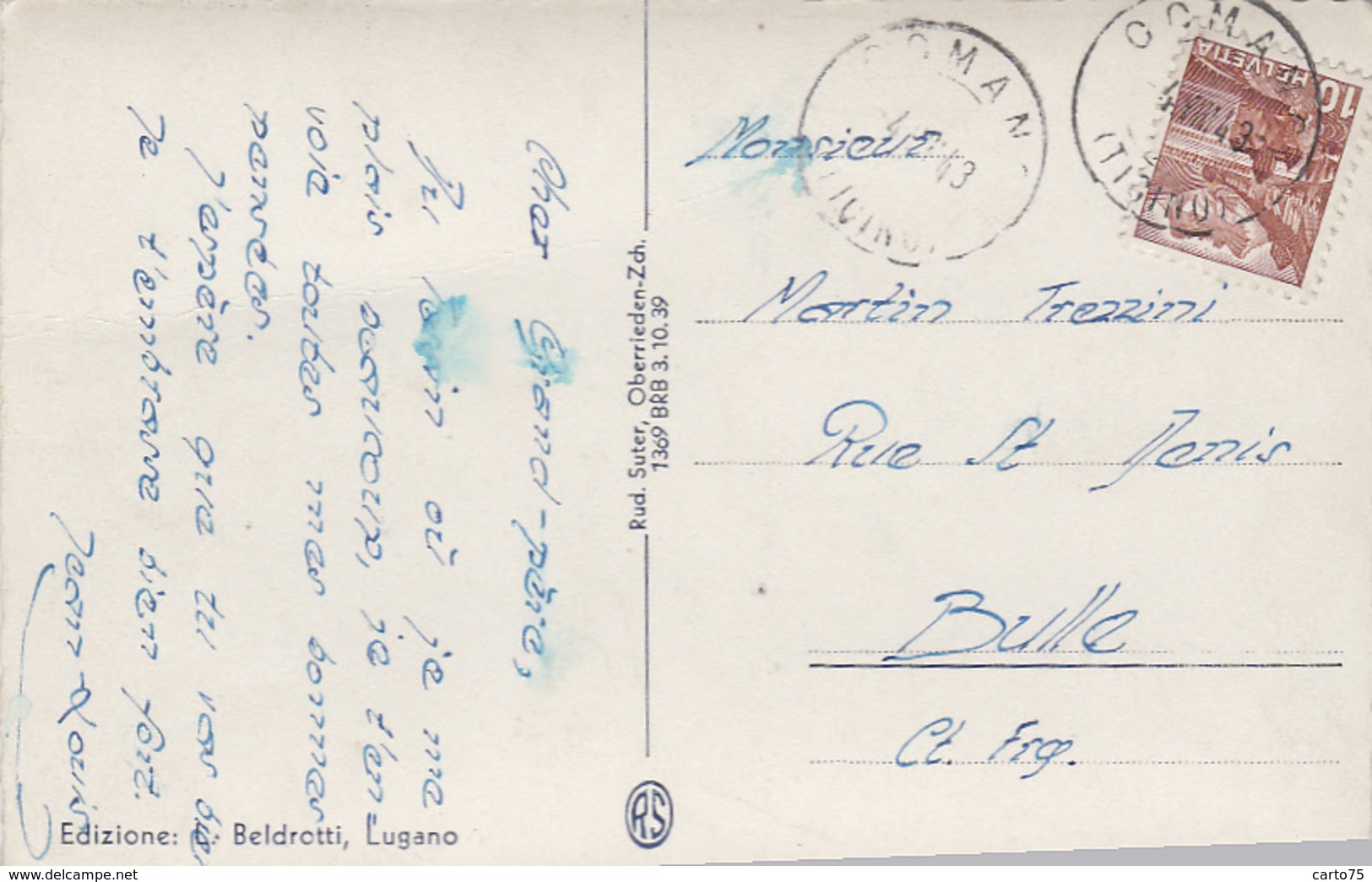 Suisse - Castagnola-Cassarate - Vista Verso Il Monte San Giorgio - Postmarked Comano 1943 - Comano