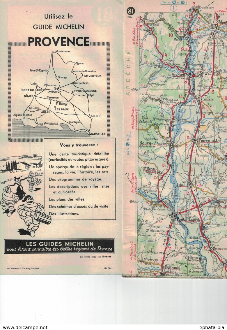 Avignon-Digne. Cartes Michelin. 1948. - Strassenkarten