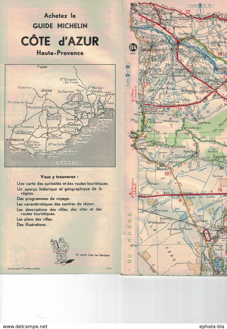 Marseille-Menton. Cartes Michelin. 1947. - Cartes Routières