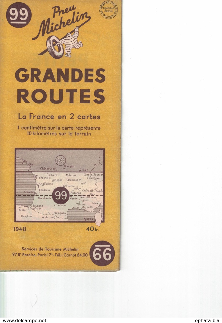 France En 2 Cartes. N° 99. Cartes Michelin. 1948. - Cartes Routières