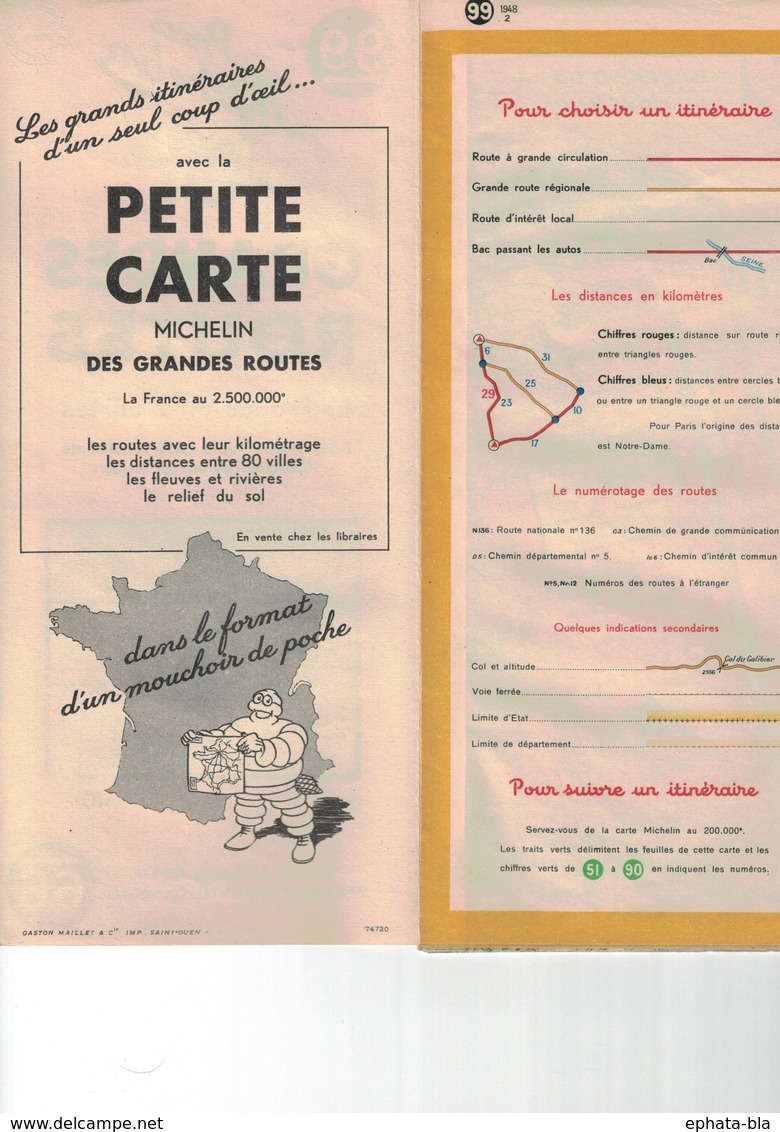 France En 2 Cartes. N° 99. Cartes Michelin. 1948. - Cartes Routières