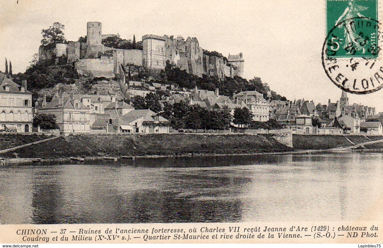 CPA 37 Indre Et Loire Chinon  Ruines Ancienne Forteresse Charles VII Chateaux Coudray Milieu Quartier St Maurice Vienne - Chinon