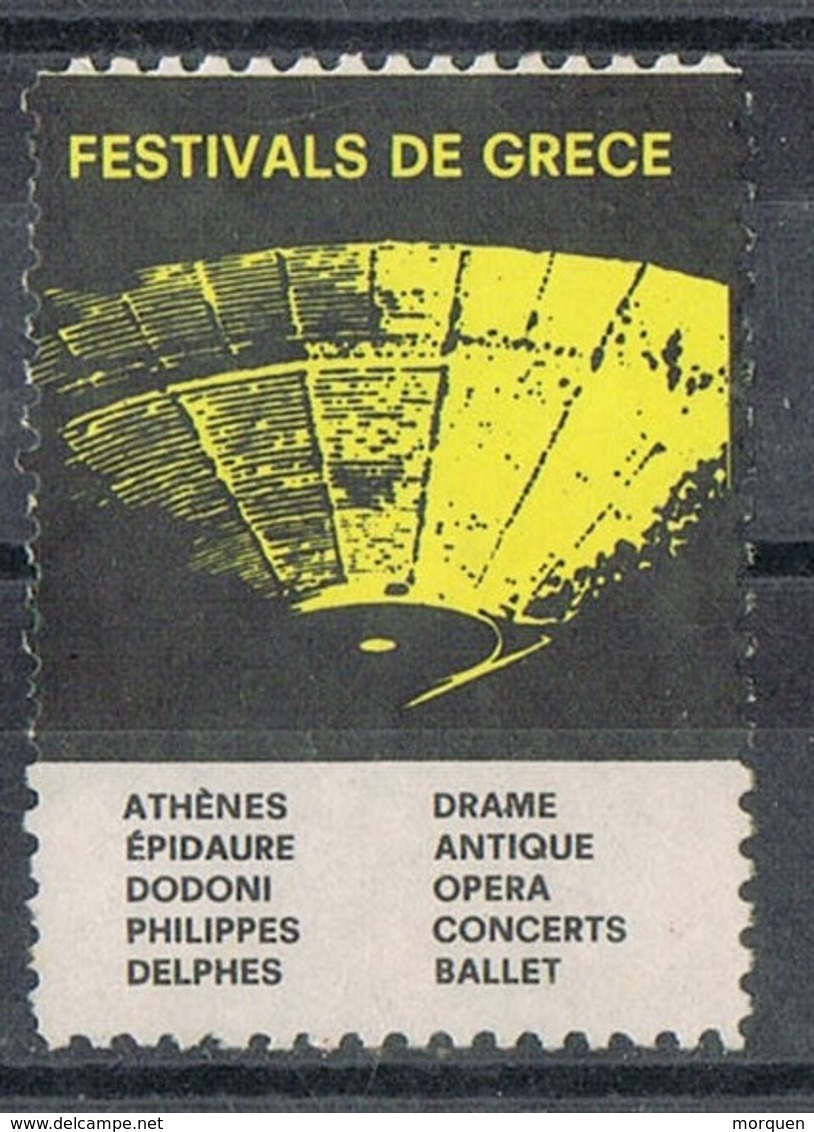 Sello Viñeta GRECIA, Festivals De Greece, Religion, Fiestas Tradicionales. Label, Cinderella - Errors, Freaks & Oddities (EFO)