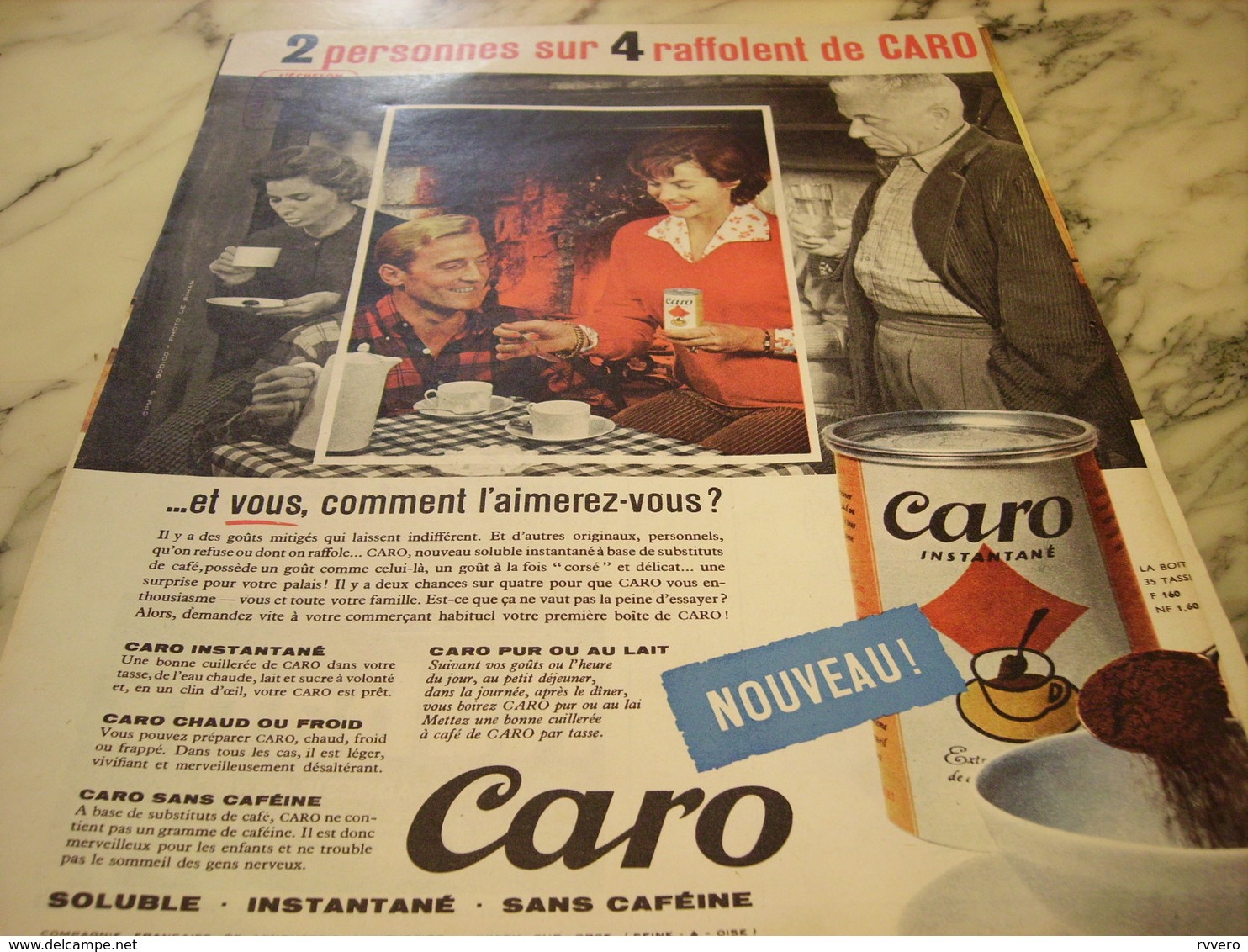 ANCIENNE  PUBLICITE RAFFOLENT DU CAFE CARO 1960 - Affiches