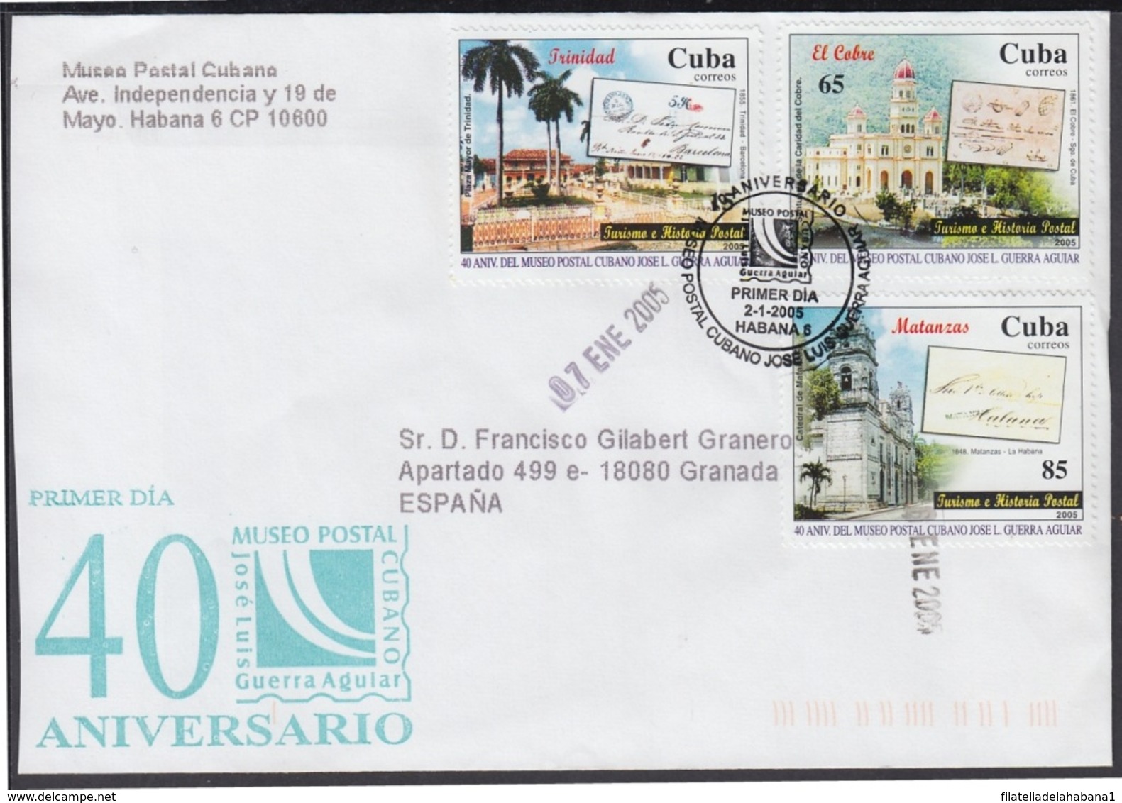 2005-FDC-48 CUBA FDC 2004. REGISTERED COVER TO SPAIN. 40 ANIV MUSEO POSTAL, POSTAL HISTORY MUSEUM. - FDC