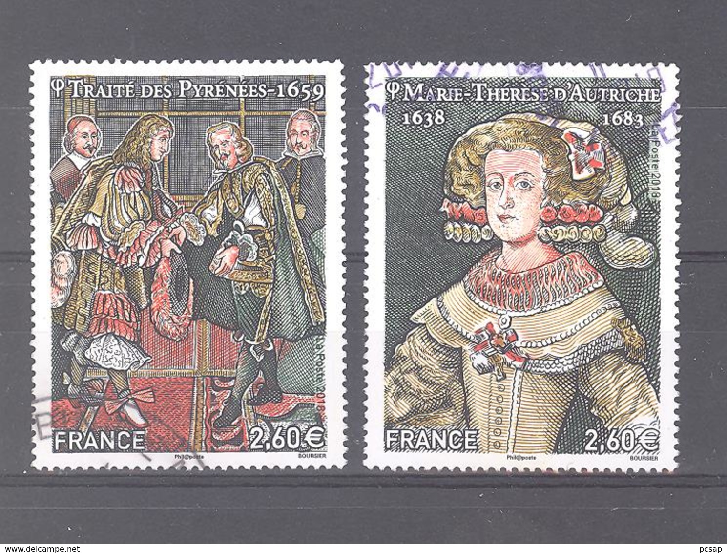 France Oblitérés N°5236/5237 (les 2 Timbres Du Bloc "grandes Heures De L'histoire De France 2018") (cachet Rond) - Oblitérés