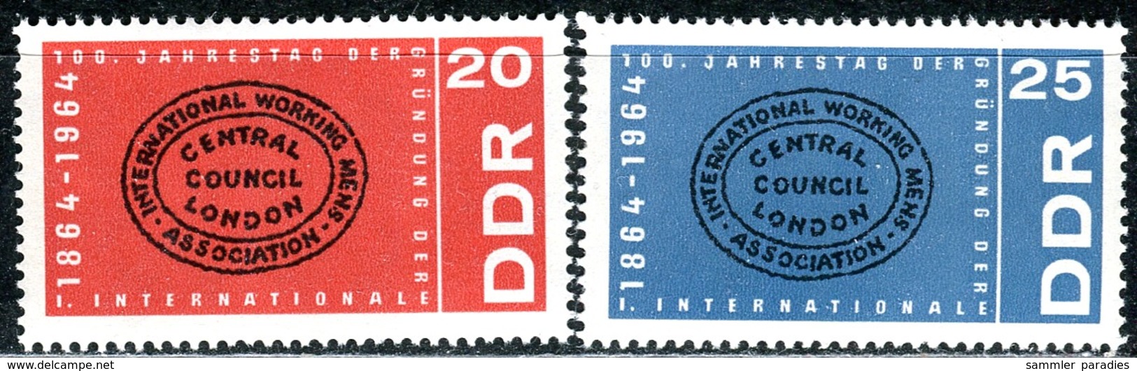 DDR - Mi 1054 / 1055 ✶✶ # - 20-25Pf        100 Jahre Internationale - Ungebraucht