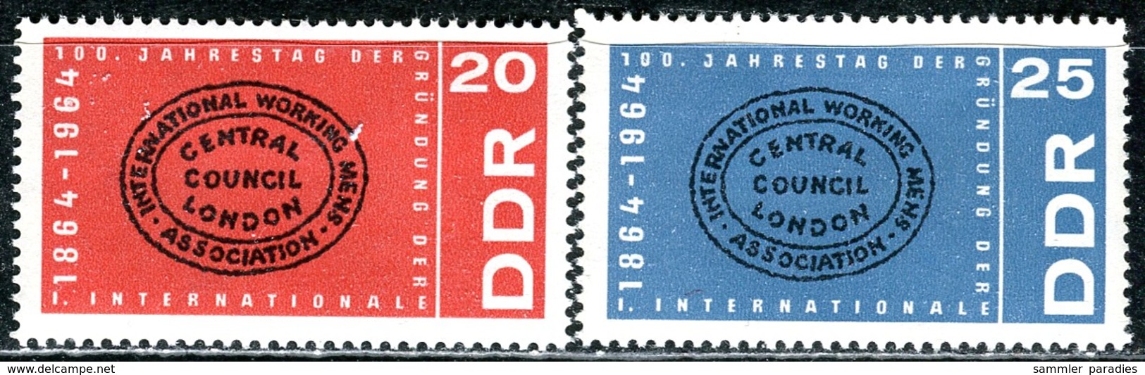 DDR - Mi 1054 / 1055 - ** Postfrisch (B) - 20-25Pf        100 Jahre Internationale - Ungebraucht