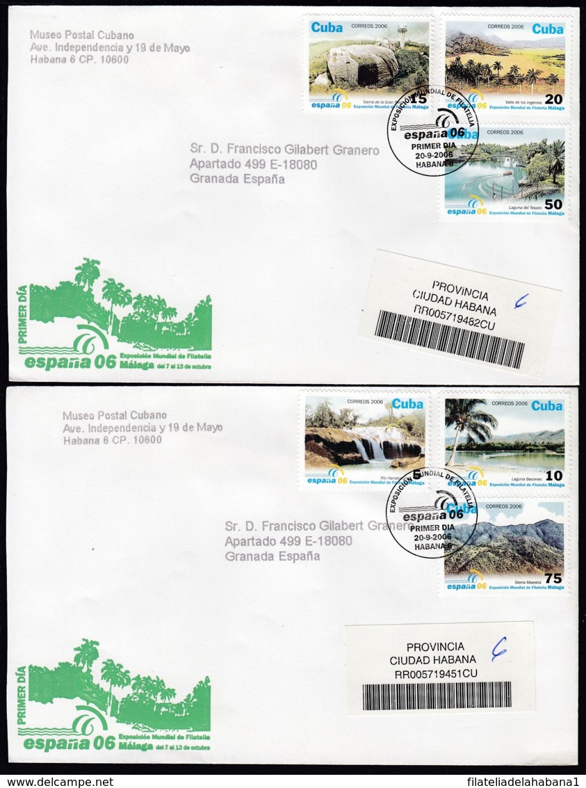 2006-FDC-121 CUBA FDC 2006. REGISTERED COVER TO SPAIN. ESPAÑA MALAGA PHILATELIC EXPO, TRINIDAD, GRAN PIEDRA - FDC