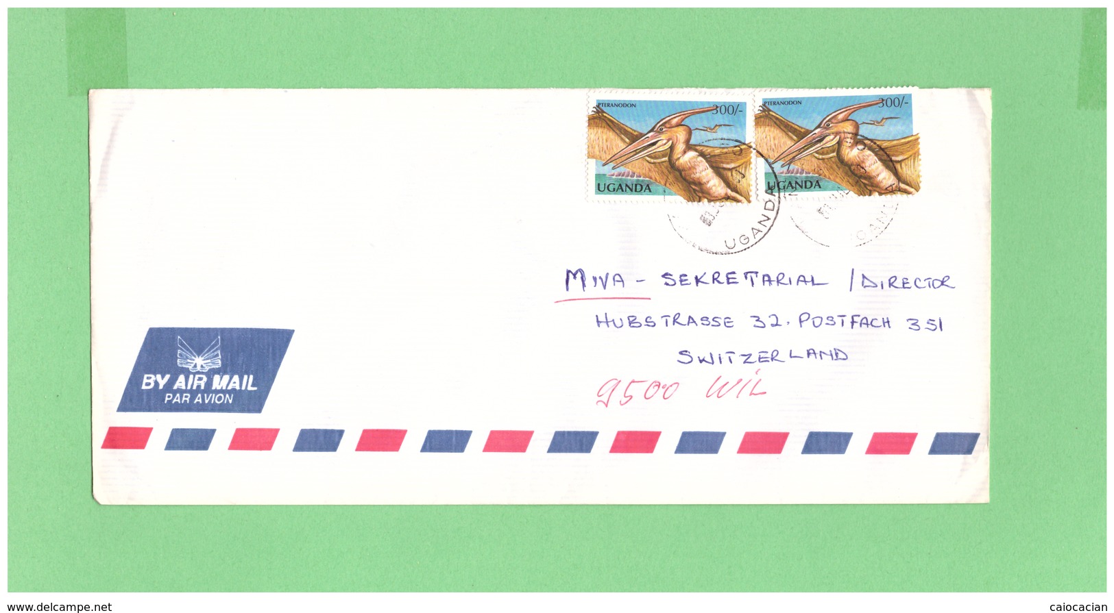 UGANDA 1999 AIR MAIL COUVERT WITH 2 STAMPS TO SWISS - Uganda (1962-...)