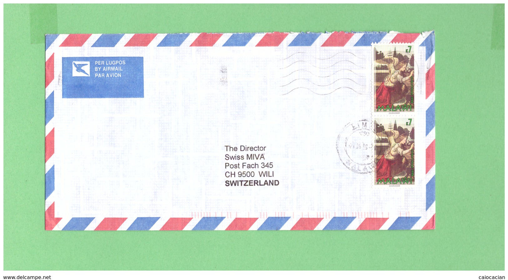 MALAWI 1999 AIR MAIL COUVERT WITH 2 STAMPS TO SWISS - Malawi (1964-...)