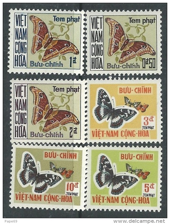 Vietnam Du Sud  Taxe  N° 15 / 20 X Papillons Les 6 Valeurs Trace De Charnière Sinon TB - Vietnam