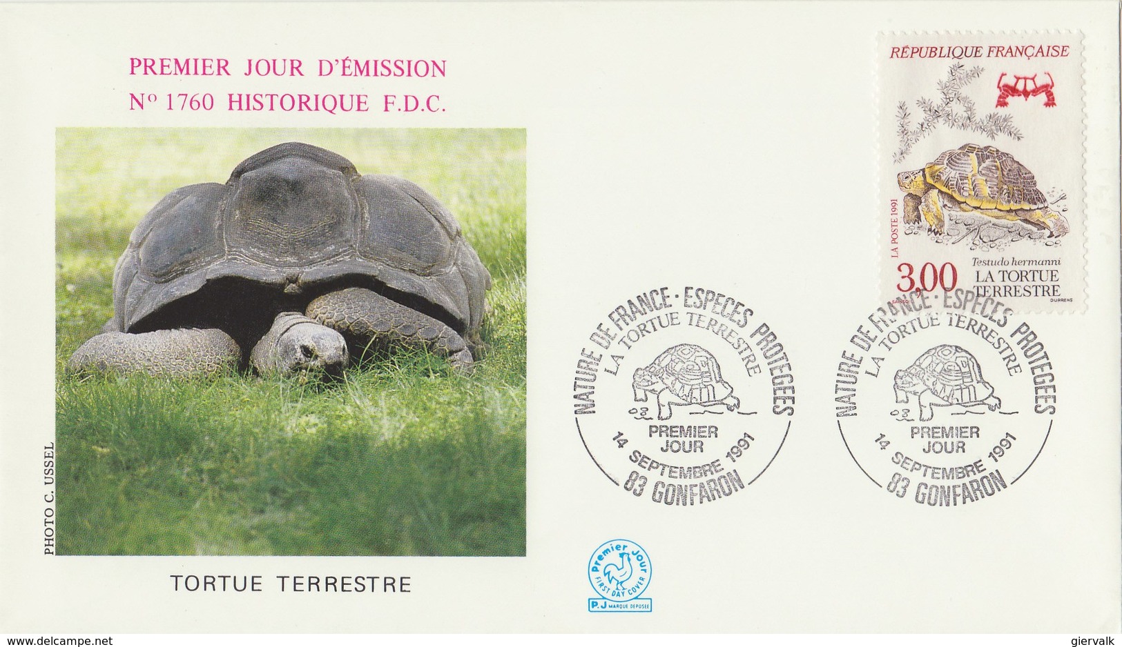 FRANCE 1991 FDC With Tortoise.BARGAIN.!! - Tortues