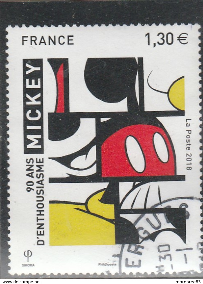 FRANCE 2018 MICKEY 90 ANS D ENTHOUSIASME OBLITERE - Used Stamps
