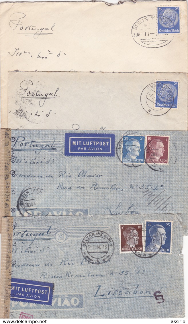 Alemania- Portugal -  8 Envelopes  Circulados Com Vários Selos E Carimbos - Collections