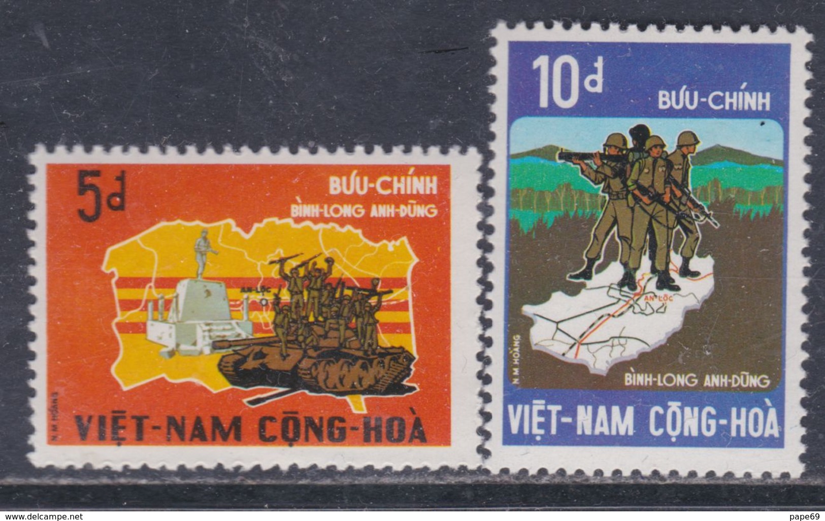 Vietnam Du Sud N° 444 / 45 XX   Binh-Long, Ville Victorieuse. Les 2 Valeurs  Sans Charnière  TB - Viêt-Nam