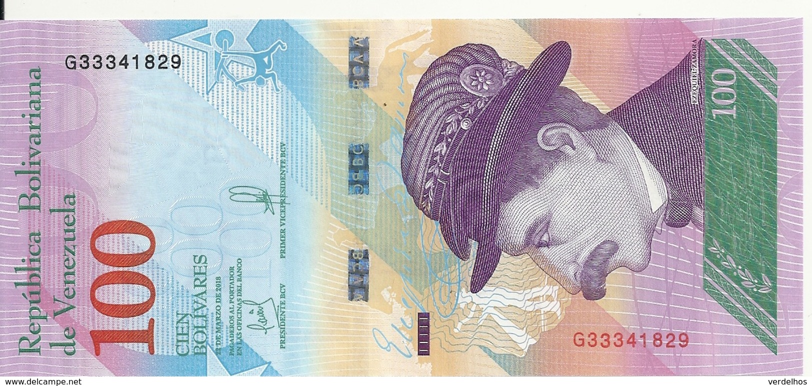 VENEZUELA 100 BOLIVARES 2018 UNC P New - Venezuela