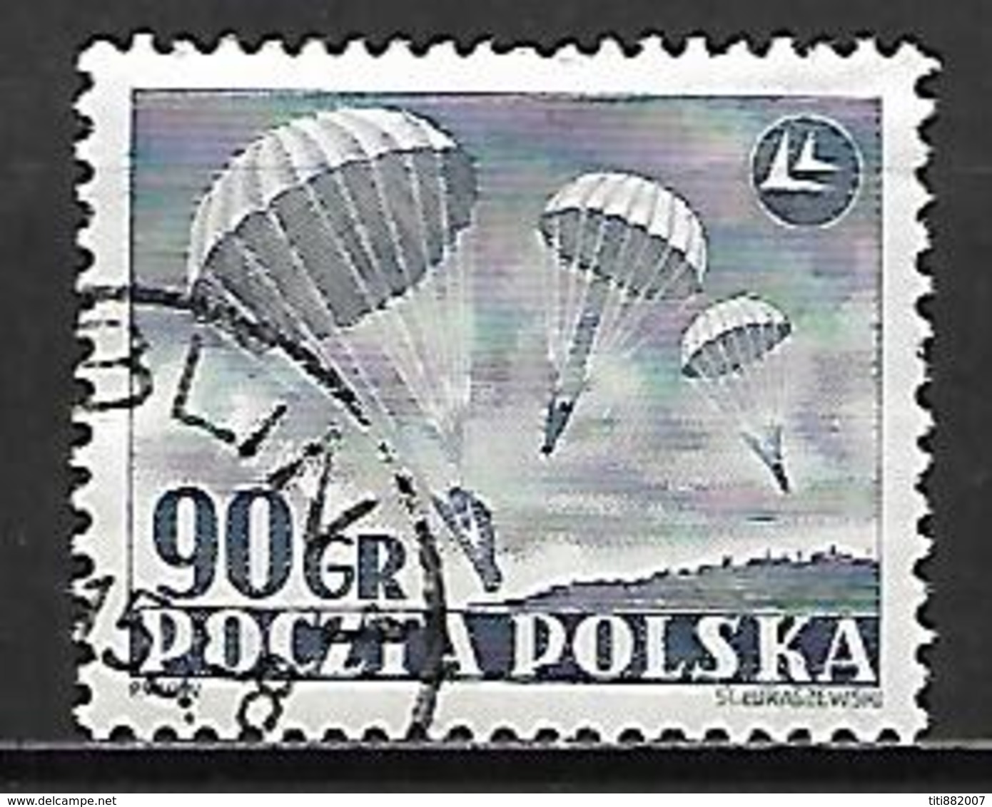 POLOGNE     -  1952 .  Y&T N° 677 Oblitéré.  Parachutistes - Oblitérés