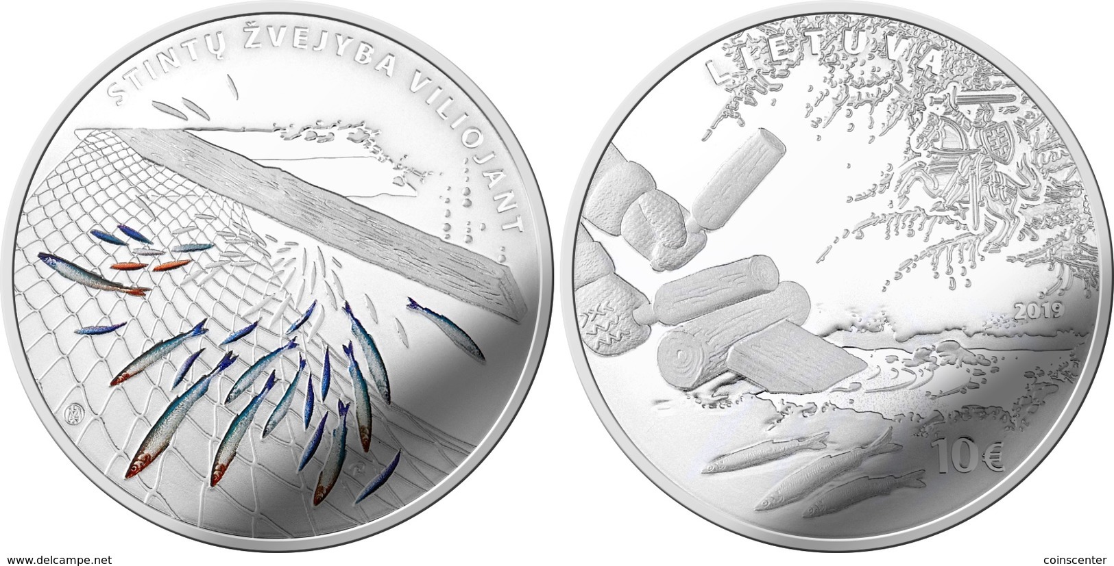 Lithuania 10 Euro 2019 "To Smelt Fishing By Attracting" Silver Ag PROOF - Lithuania