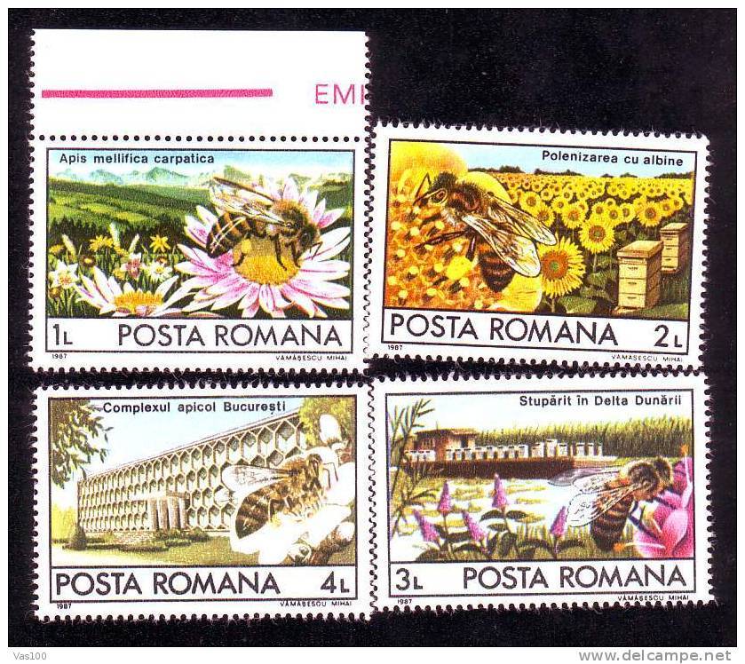 Romaina 1987, Bees Abeilles,mint Full Set,MNH. - Unused Stamps