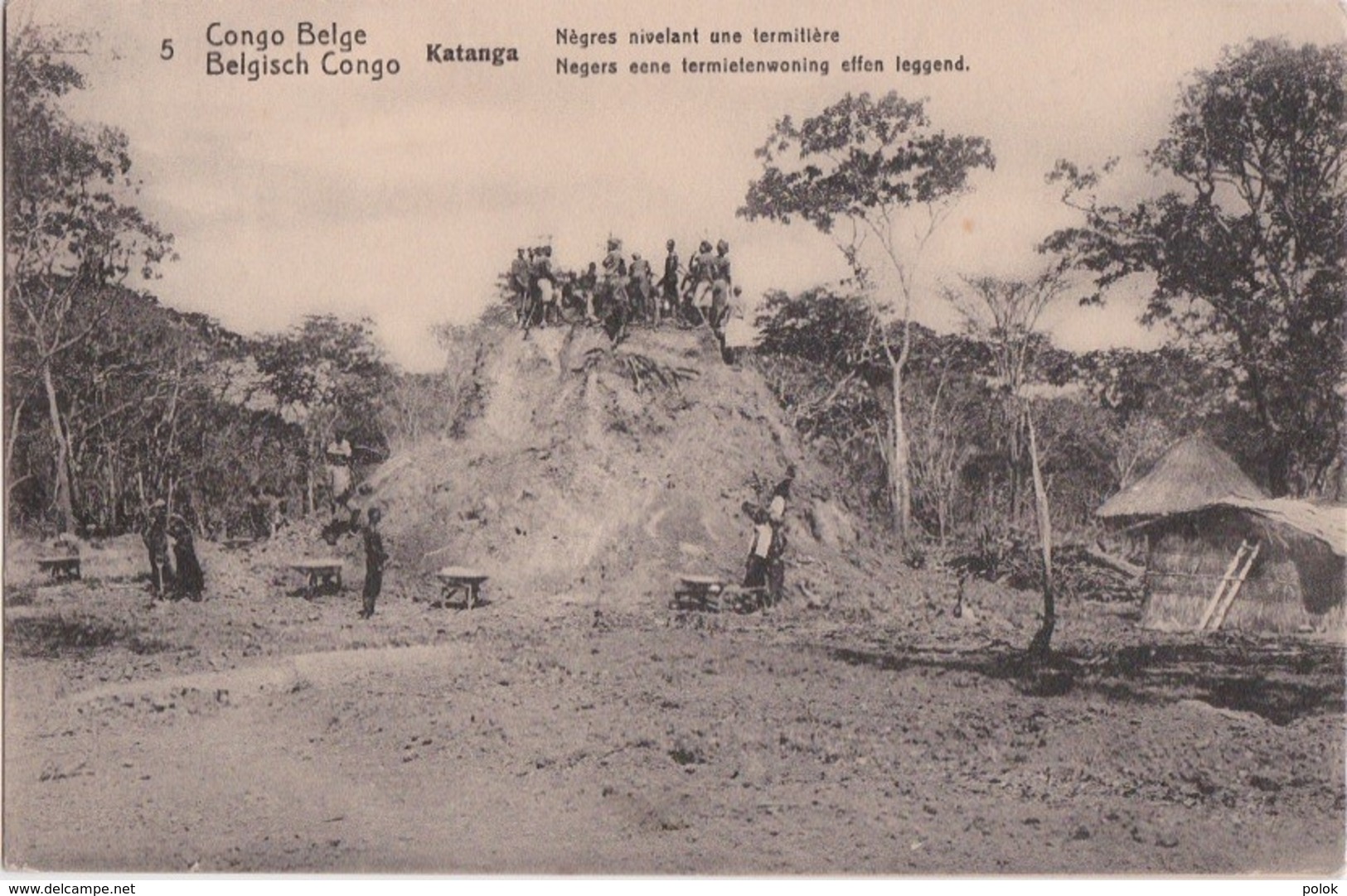 Cpa Congo Belge - Katanga - Nègres Nivelant Une Termitière - Congo Belge