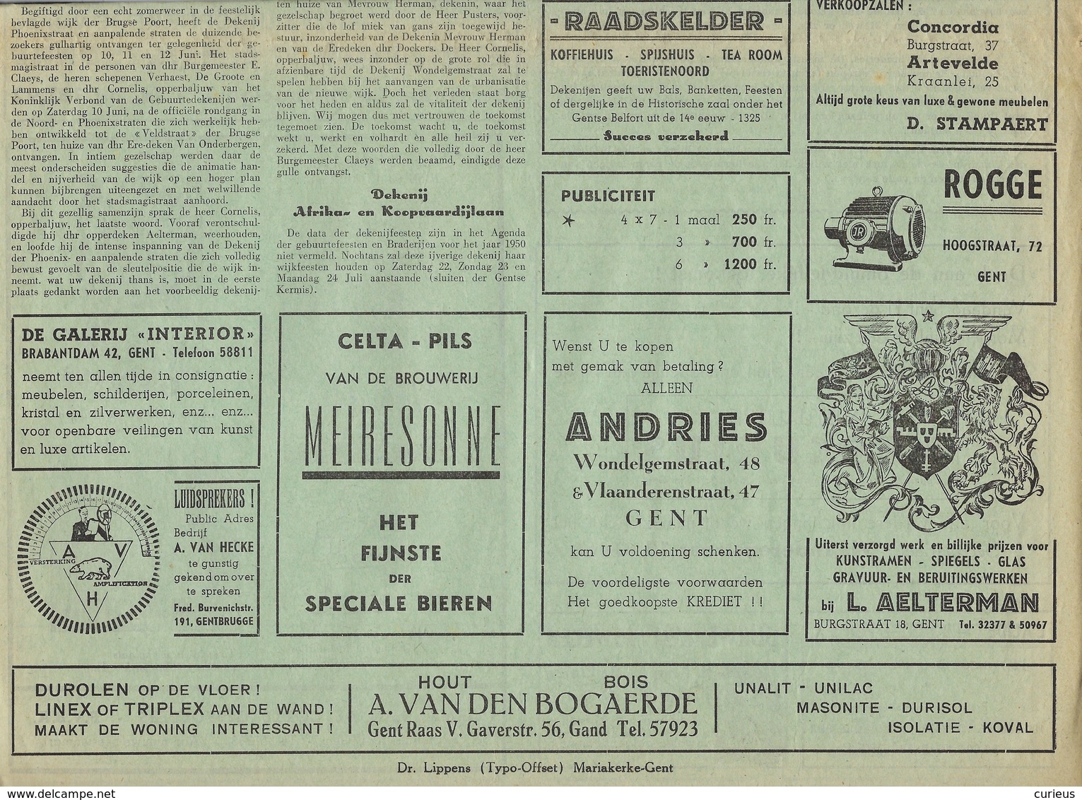 GENT * KRANT * ONZE DEKENIJEN * 1950 * TEKENING VAN BUTH * RECLAMES * 4 PP * ZIE SCANS - Gent