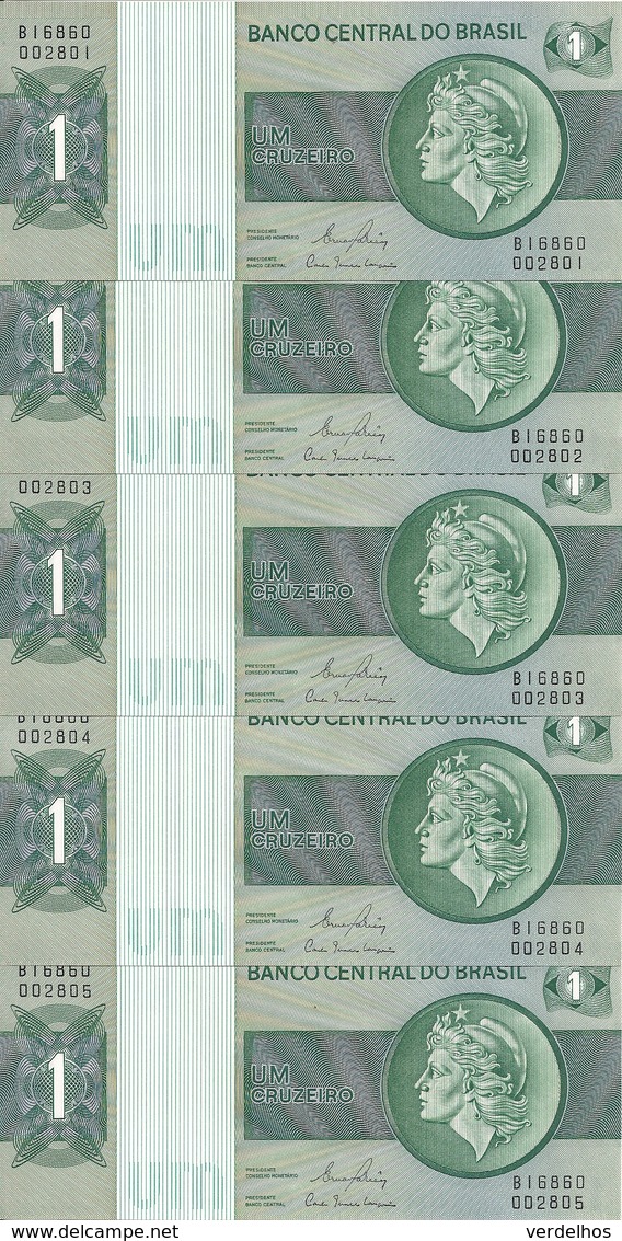 BRESIL 1 CRUZEIRO ND 1972-80 UNC P 191A C ( 5 Billets ) - Brasilien