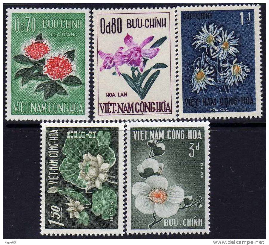 Vietnam Du Sud N° 264 / 68 X Festival D'Automne : Fleurs Diverses La Série Des 5 Valeurs Trace De Charnière Sinon TB - Viêt-Nam