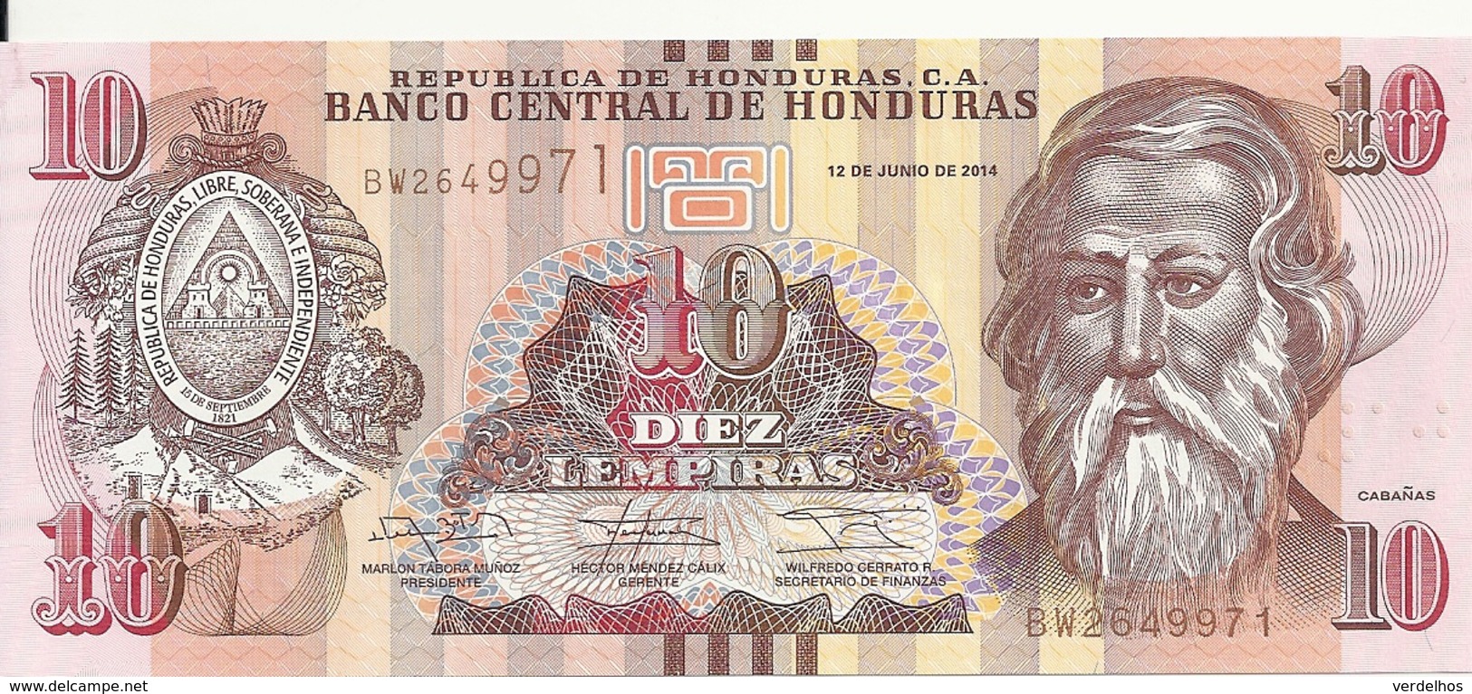 HONDURAS 10 LEMPIRAS 2014 UNC P 99 B - Honduras