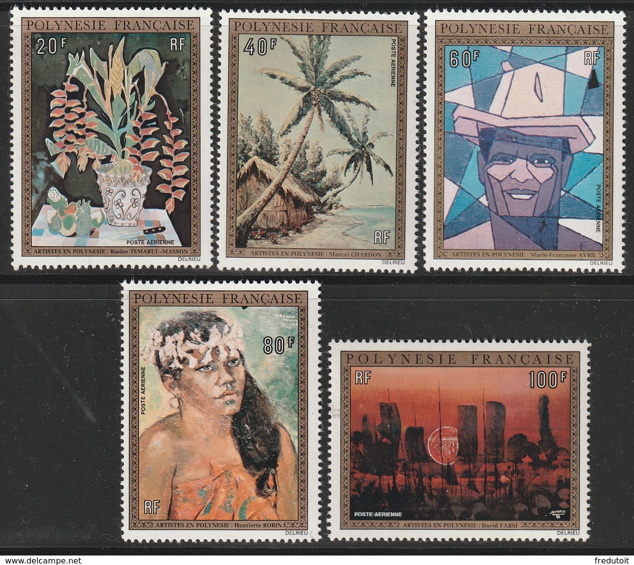 POLYNESIE - Poste Aérienne - PA N° 84/88 ** (1974) Tableaux - Neufs