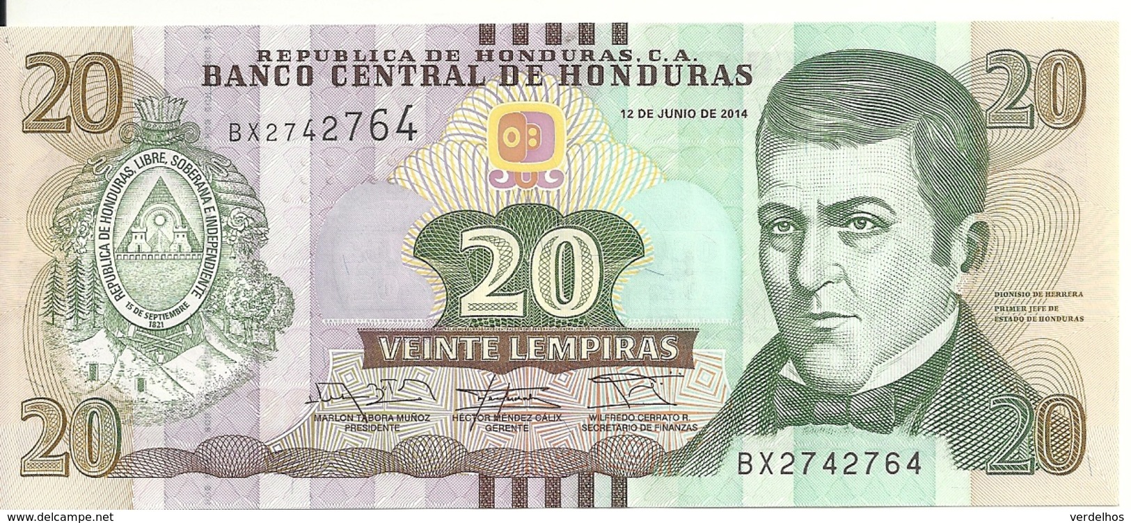 HONDURAS 20 LEMPIRAS 2014 UNC P 100 B - Honduras