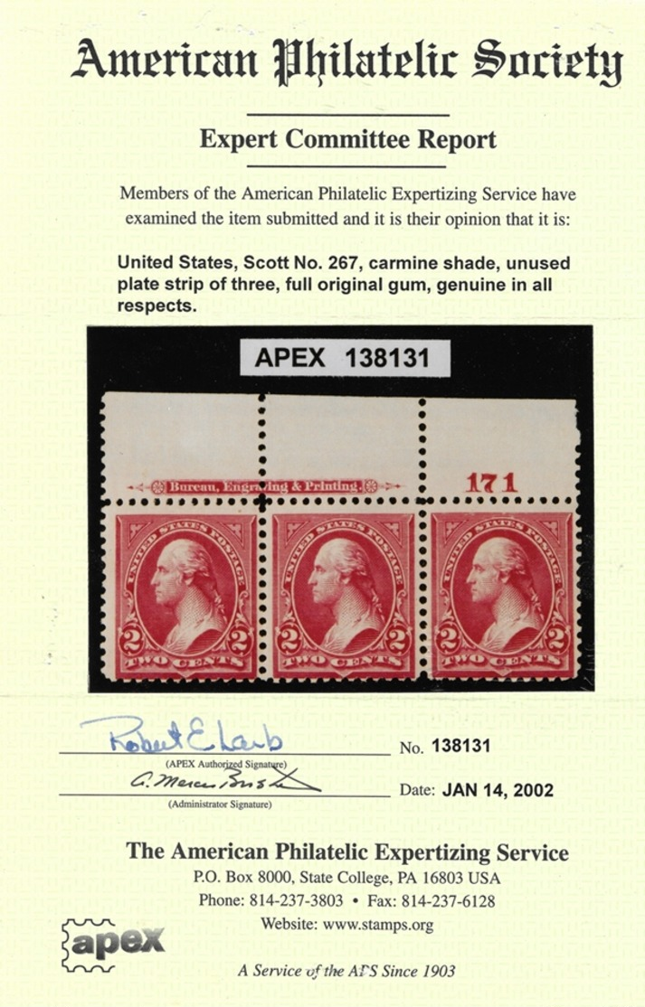 USA Scott:#267 George Washington Unused Stamps Certificate Include 1879. - Unused Stamps