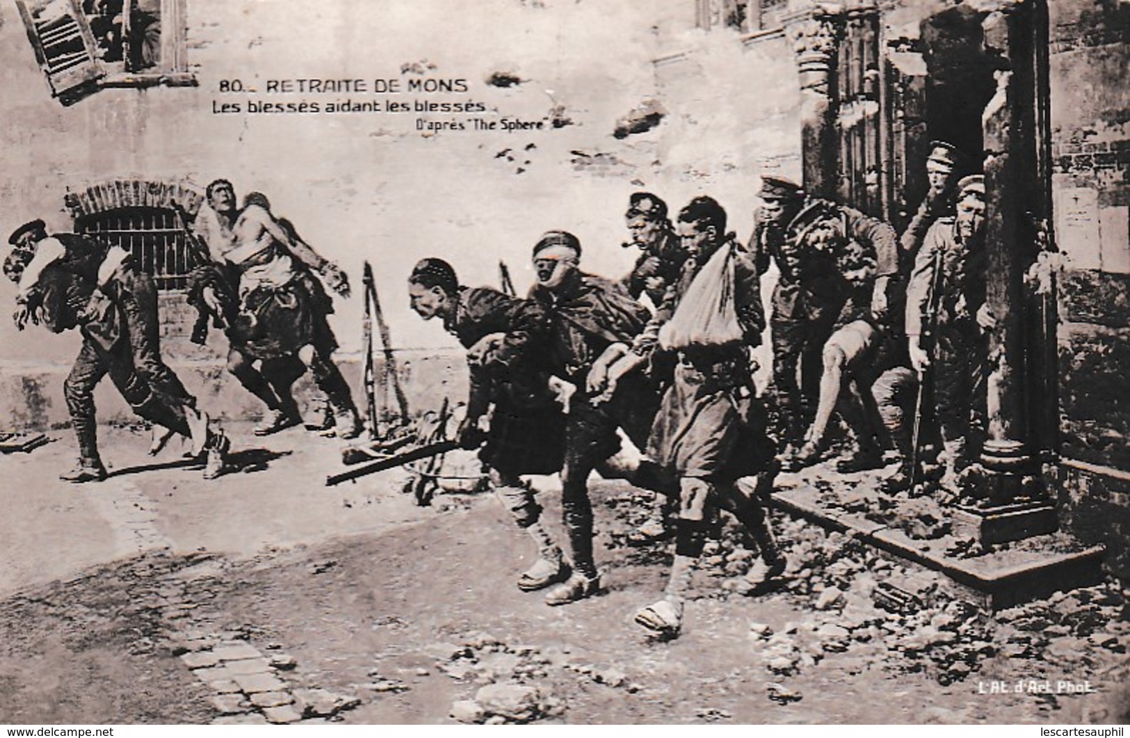 Retraite De Mons Les Blésses Aidant Les Blessés D Après The Sphere L At D Art Photo - Guerre 1914-18