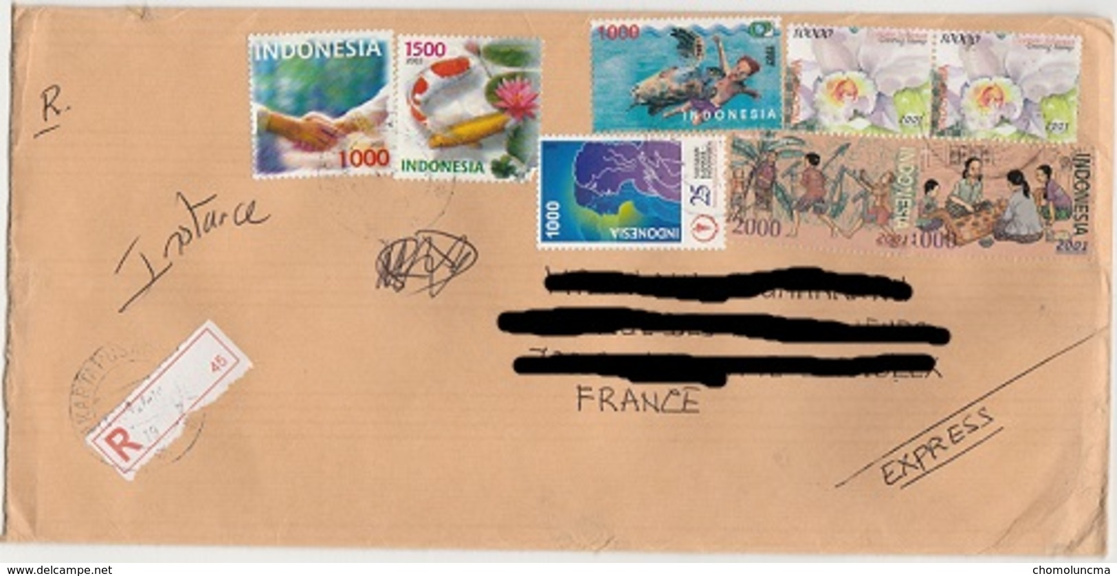 Indonesia Registered Cover To France Plis D' Indonésie Voyagé - Indonésie