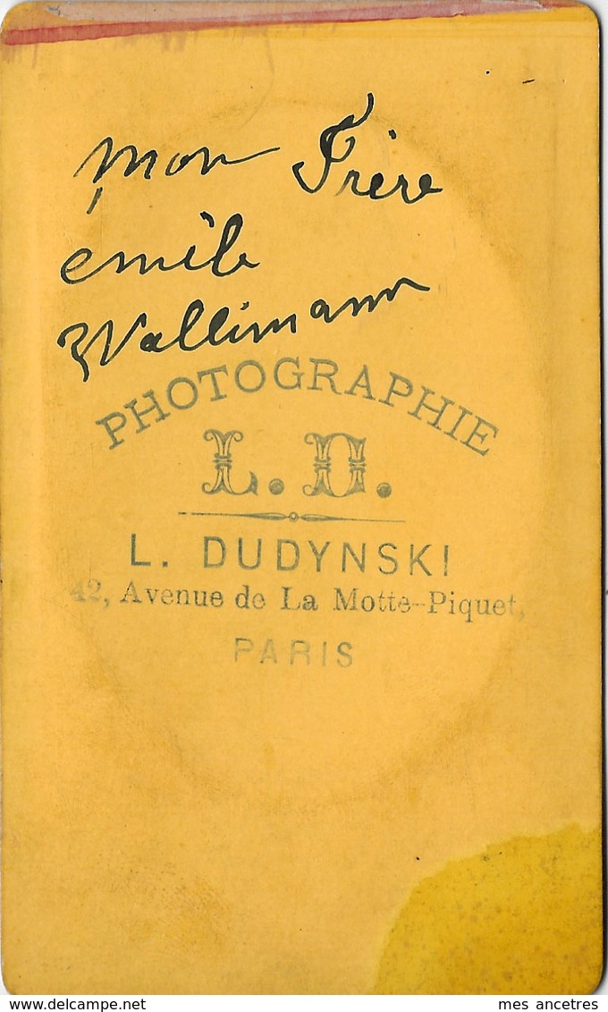 Vers 1882-CDV Portrait De  Emile Wallimann-photo Dudynski Avenue De La Motte-Piquet à Paris - Anciennes (Av. 1900)