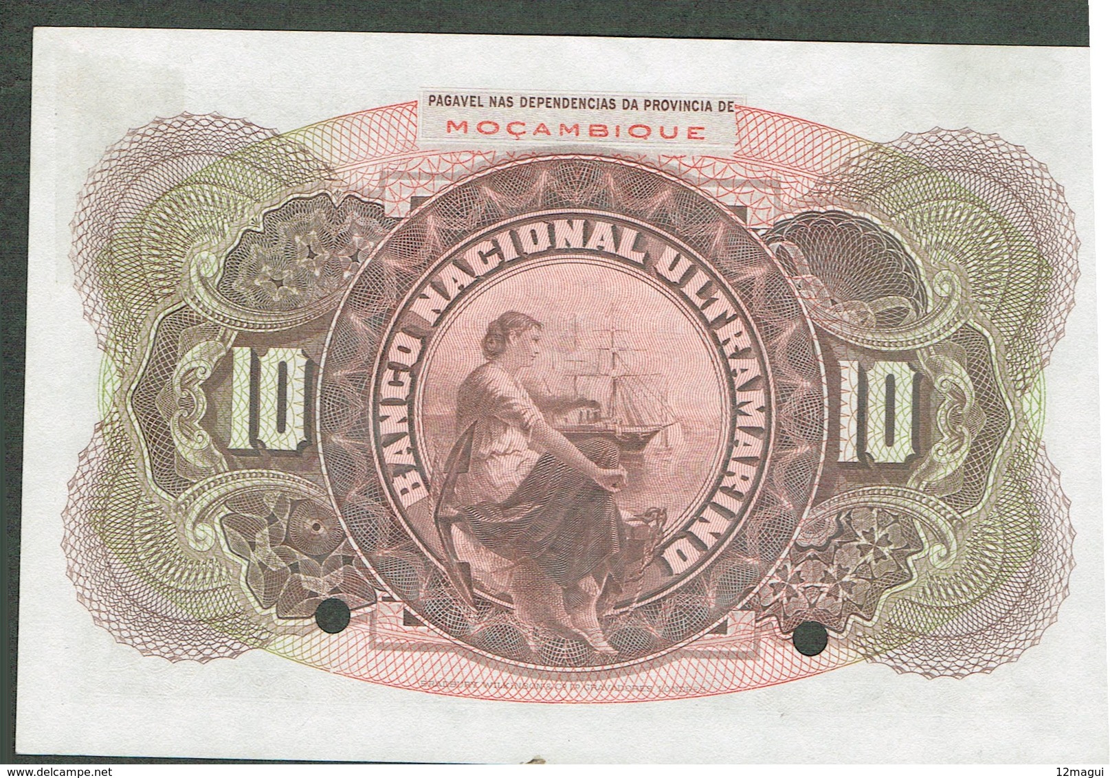 BANKNOTES -MOZAMBIQUE--10 ESCUDOS- CHAMIÇO--1 SETEMBRO 1941--UNC- -ESPÉCIMEN-WITH  HOLES   NEW  195€-NOW--165€ - Mozambique