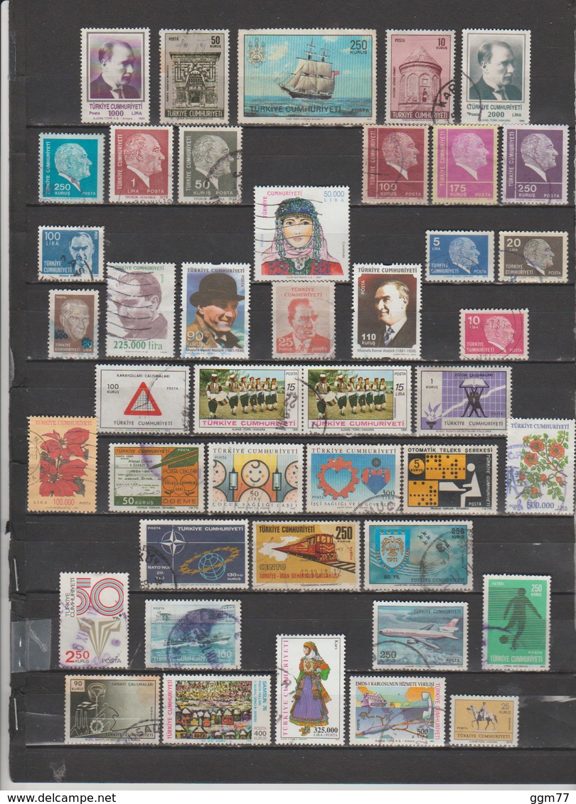 42 TIMBRES TURQUIE OBLITERES & NEUFS** & * + SANS GOMME - Usati