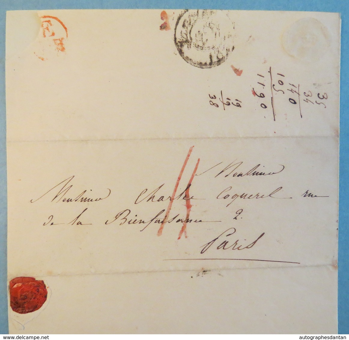 L.A.S 1835 - DEMARCAY - Signataire à Identifier - à M. Charles COQUEREL - Lettre Autographe Paris Darlincourt - Autres & Non Classés