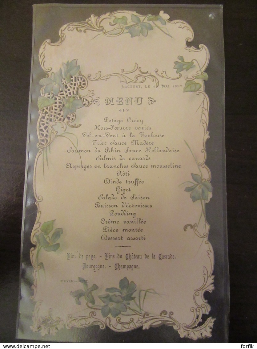 Joli Menu Ancien - A Bacourt, Le 13 Mai 1897 - Menus