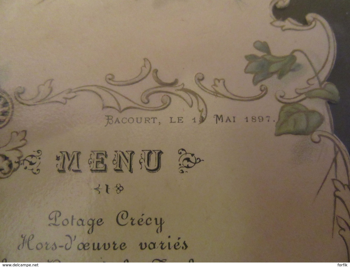 Joli Menu Ancien - A Bacourt, Le 13 Mai 1897 - Menus