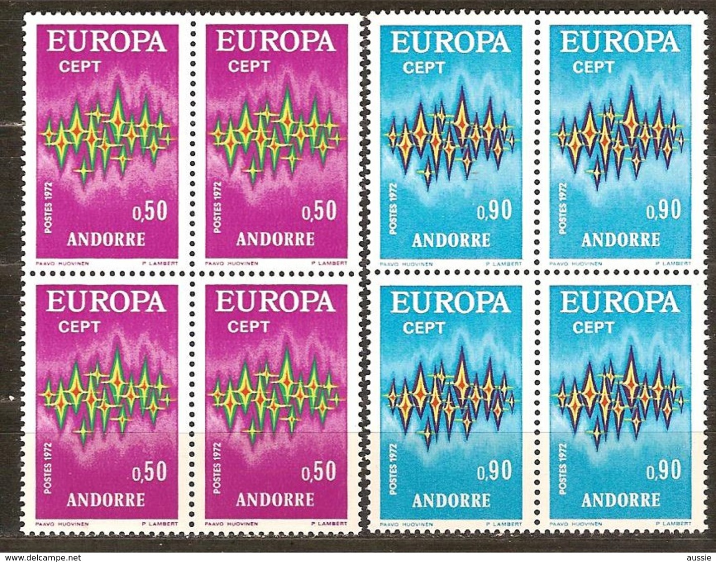 Cept 1972 Andorra Andorre Français Yvertnr. 217-18 *** MNH 4 Séries Cote 164 Euro - 1972