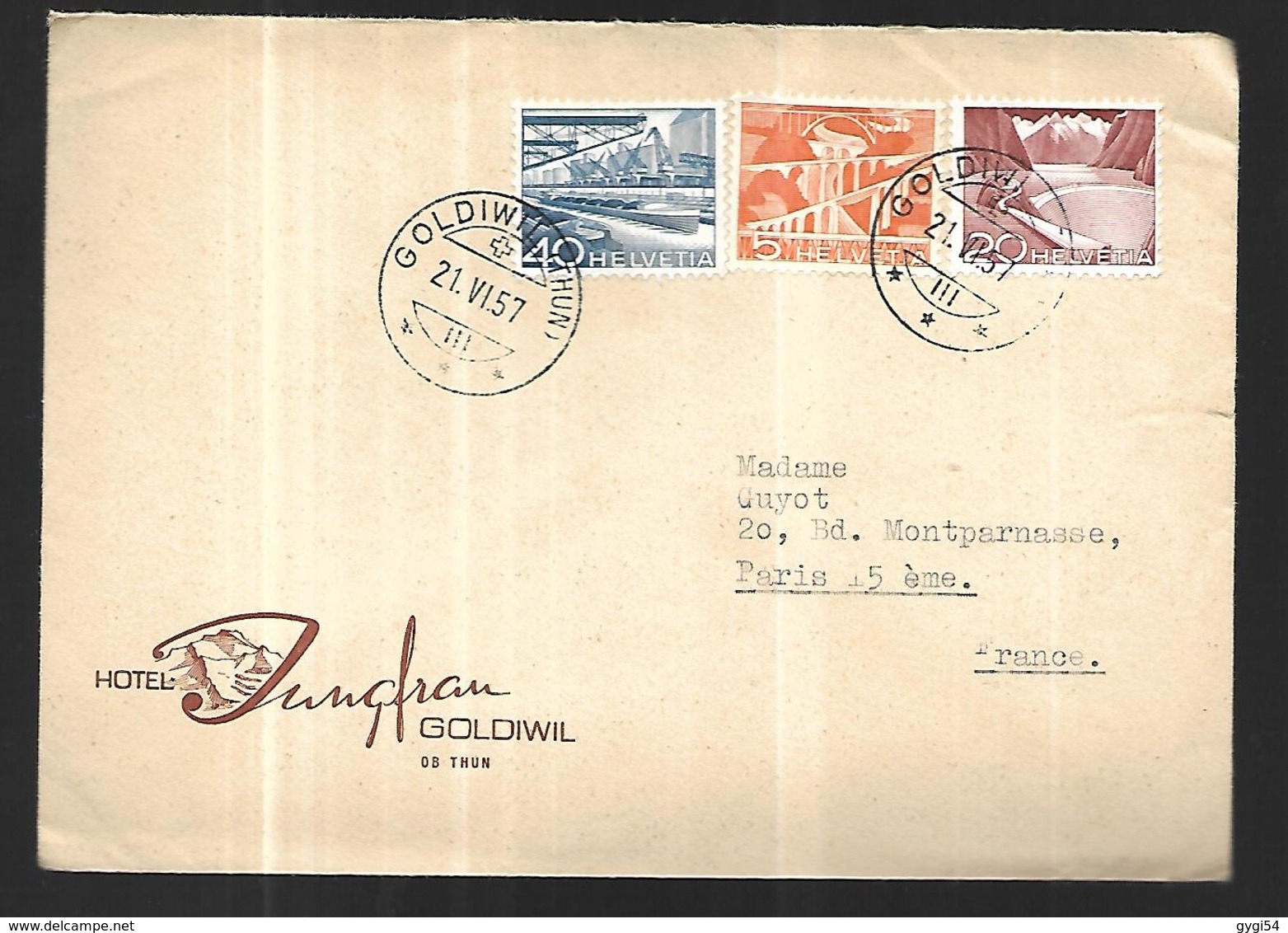 Lettre Publicitaire De Goldiwil  THUN Le 21  06 1957  Vers Paris - Lettres & Documents