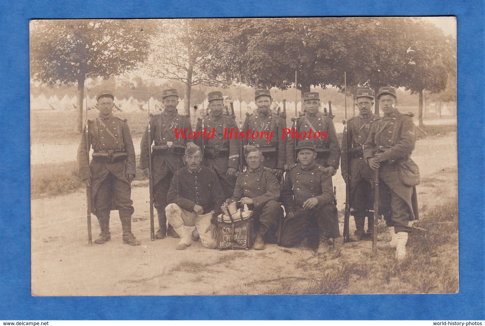 CPA Photo - Camp De CHALONS - Portrait De Soldat Du 106e Régiment - Uniforme Quart Fusil Baïonnette As De Carreau - Guerre 1914-18