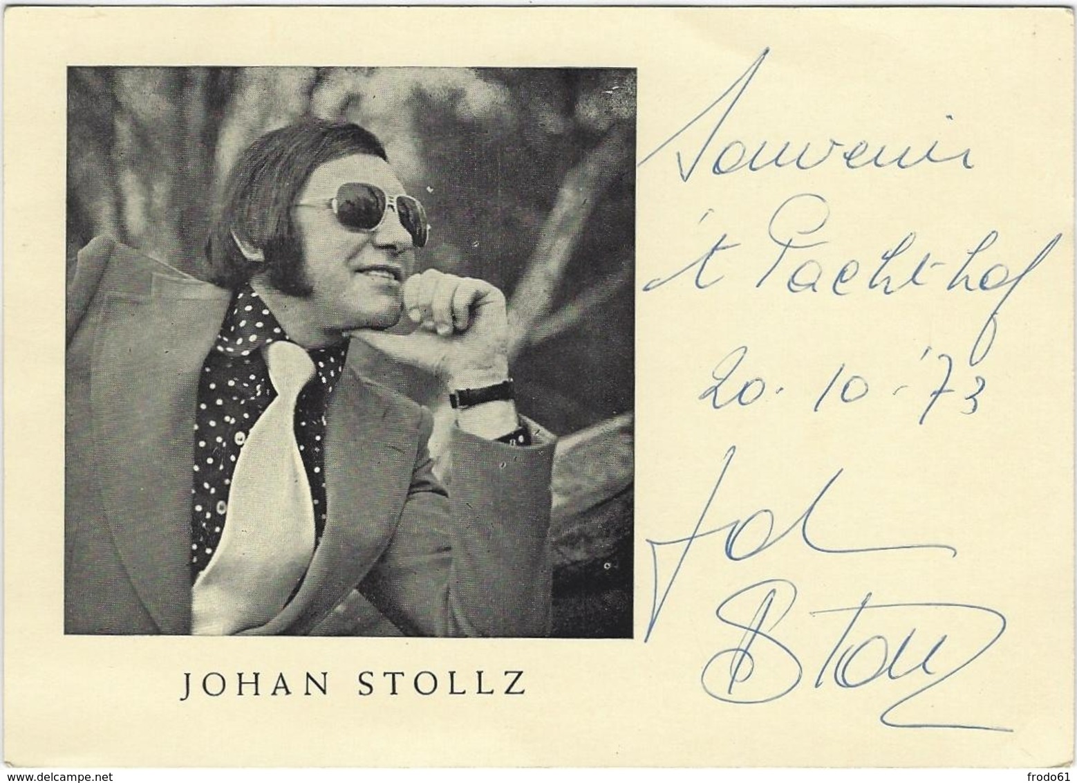 JOHAN STOLLZ, 20/10/1973, MET HANDTEKENING, AVEC AUTOGRAPHE - Chanteurs & Musiciens